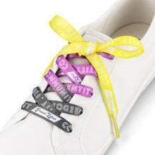Load image into Gallery viewer, Non-Binary Pastel Shoelaces on white sneaker — laced detail
