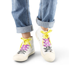 Load image into Gallery viewer, Non-Binary Pastel Shoelaces — worn on white sneakers
