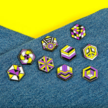 Load image into Gallery viewer, Non-Binary full Proud Cube collection, all 9 pride pins
