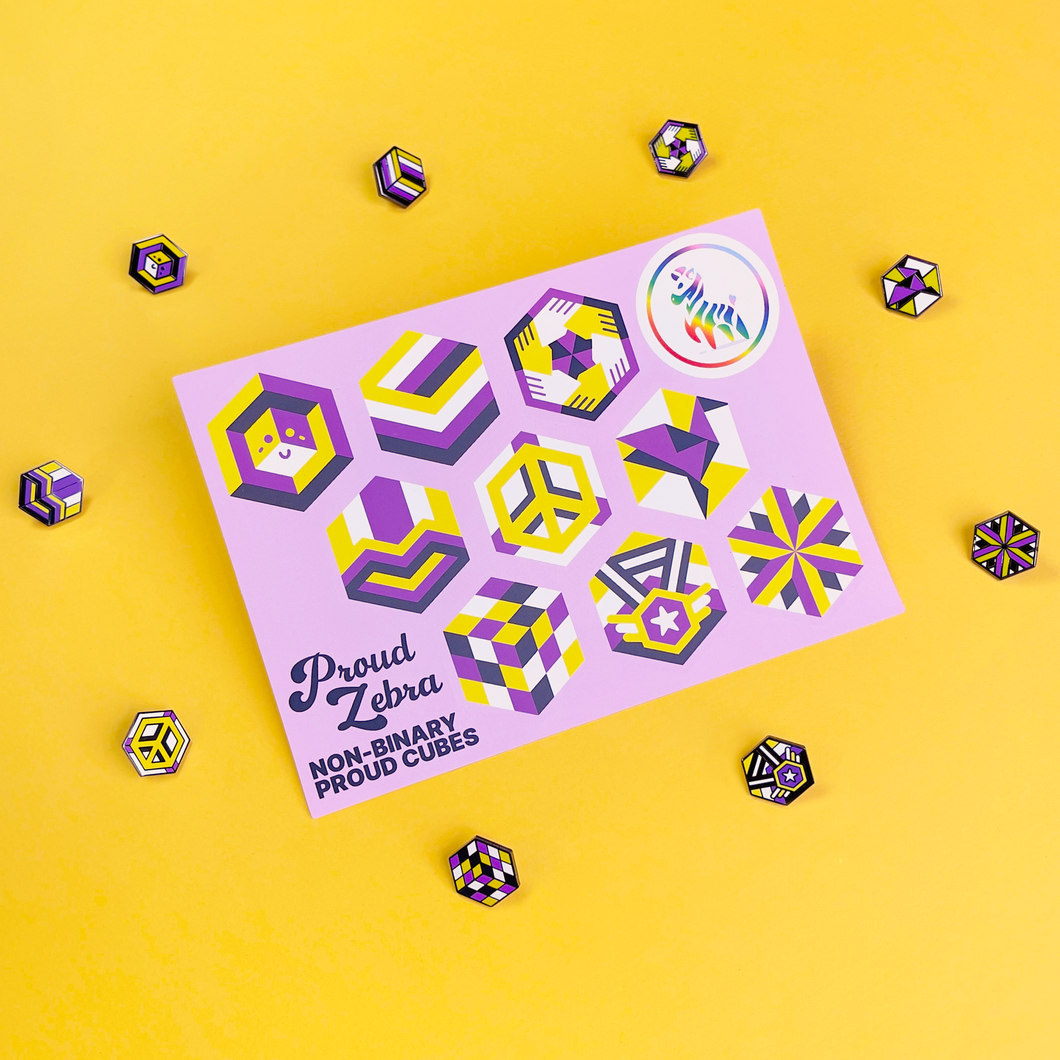 Non-Binary Pride Sticker Sheet | Proud Zebra