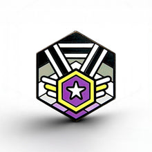 Load image into Gallery viewer, Non-Binary Asexual Pride - Medal Cube Pin - main product photo on white background
