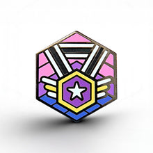 Load image into Gallery viewer, Non-Binary Bisexual Pride - Medal Cube Pin - main product photo on white background

