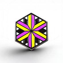 Load image into Gallery viewer, Non-Binary Flag - Identity Cube Pin - main product photo on white background
