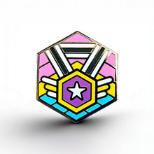 Load image into Gallery viewer, Non-Binary Pansexual Pride - Medal Cube Pin - main product photo on white background
