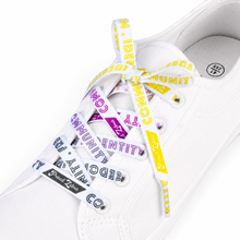 Load image into Gallery viewer, Non-Binary Pride Flag White Shoelaces - main product photo on white background
