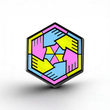 Load image into Gallery viewer, Pansexual Flag - Community Cube Pin - main product photo on white background
