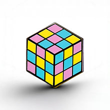 Load image into Gallery viewer, Pansexual Flag - Rubik's Cube Pin - main product photo on white background
