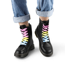 Load image into Gallery viewer, Pansexual Pastel Shoelaces — worn on boots

