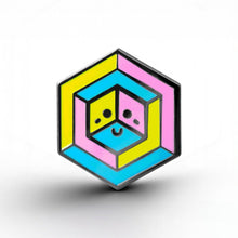 Load image into Gallery viewer, Pansexual Flag - Proud Cube Pin - main product photo on white background
