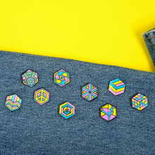 Load image into Gallery viewer, Pansexual full Proud Cube collection, all 9 pride pins
