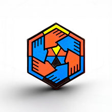 Load image into Gallery viewer, Polyamory Flag - Community Cube Pin - main product photo on white background
