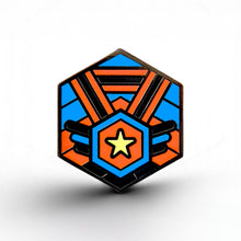 Load image into Gallery viewer, Polyamory Flag - Medal Cube Pin - main product photo on white background

