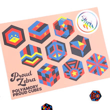 Load image into Gallery viewer, Polyamory Pride Sticker Sheet on clean white background by Proud Zebra
