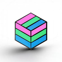 Load image into Gallery viewer, Polysexual Flag - Flag Cube Pin - main product photo on white background
