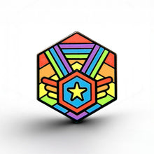 Load image into Gallery viewer, Rainbow Flag - Medal Cube Pin - main product photo on white background
