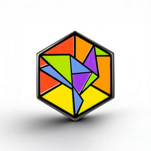 Load image into Gallery viewer, Rainbow Flag - Freedom Cube Pin - main product photo on white background
