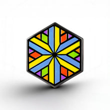 Load image into Gallery viewer, Rainbow Flag - Identity Cube Pin - main product photo on white background
