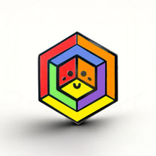 Load image into Gallery viewer, Rainbow Flag - Proud Cube Pin - main product photo on white background
