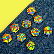 Load image into Gallery viewer, Rainbow full Proud Cube collection, all 9 pride pins
