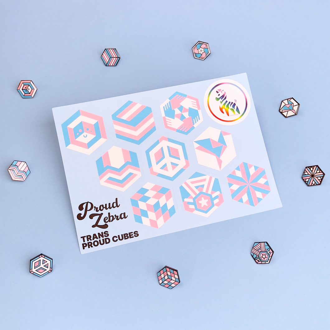 Trans Pride Sticker Sheet | Proud Zebra