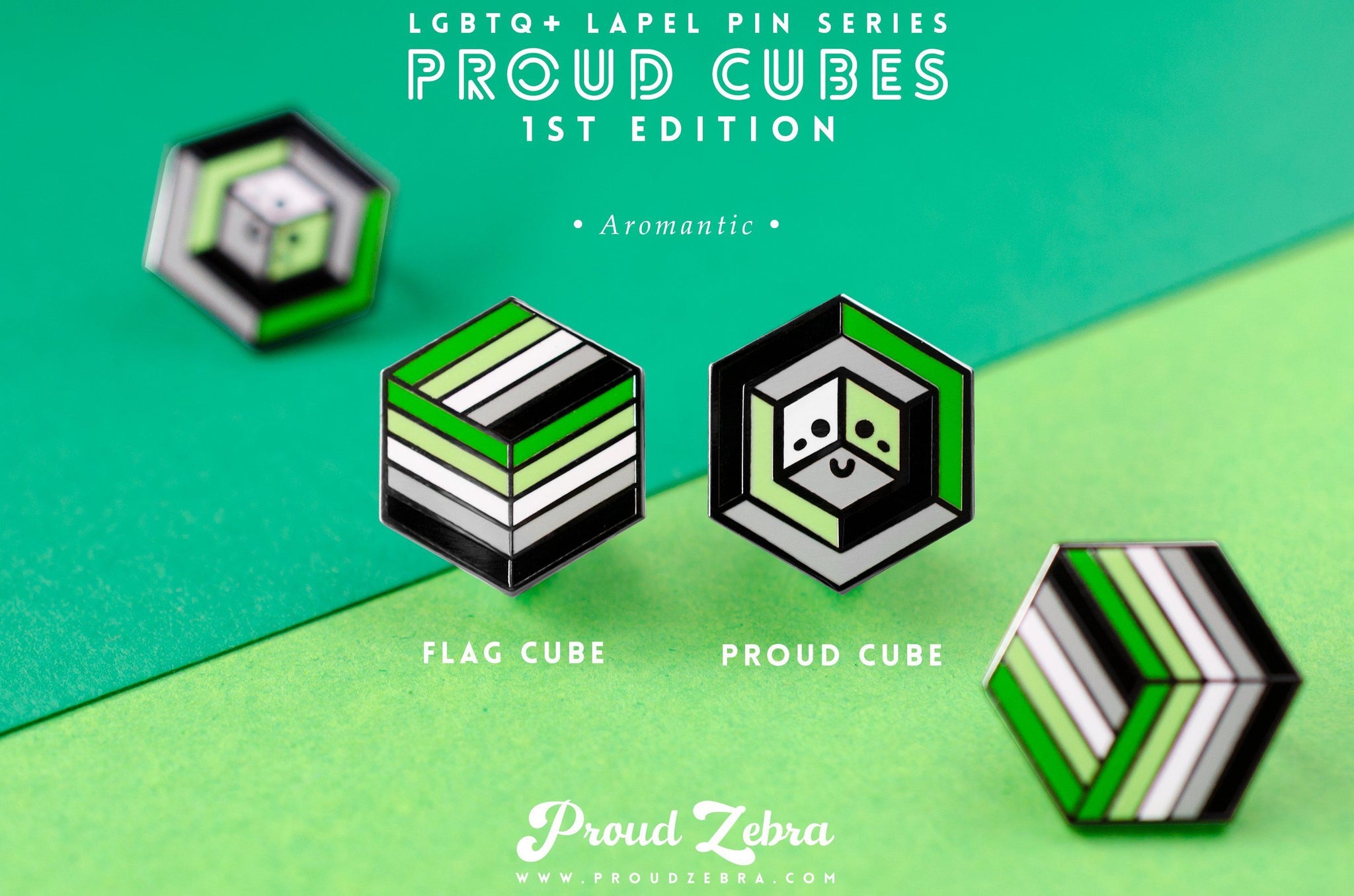 Aromantic Flag - Flag Cube Pin | Proud Zebra