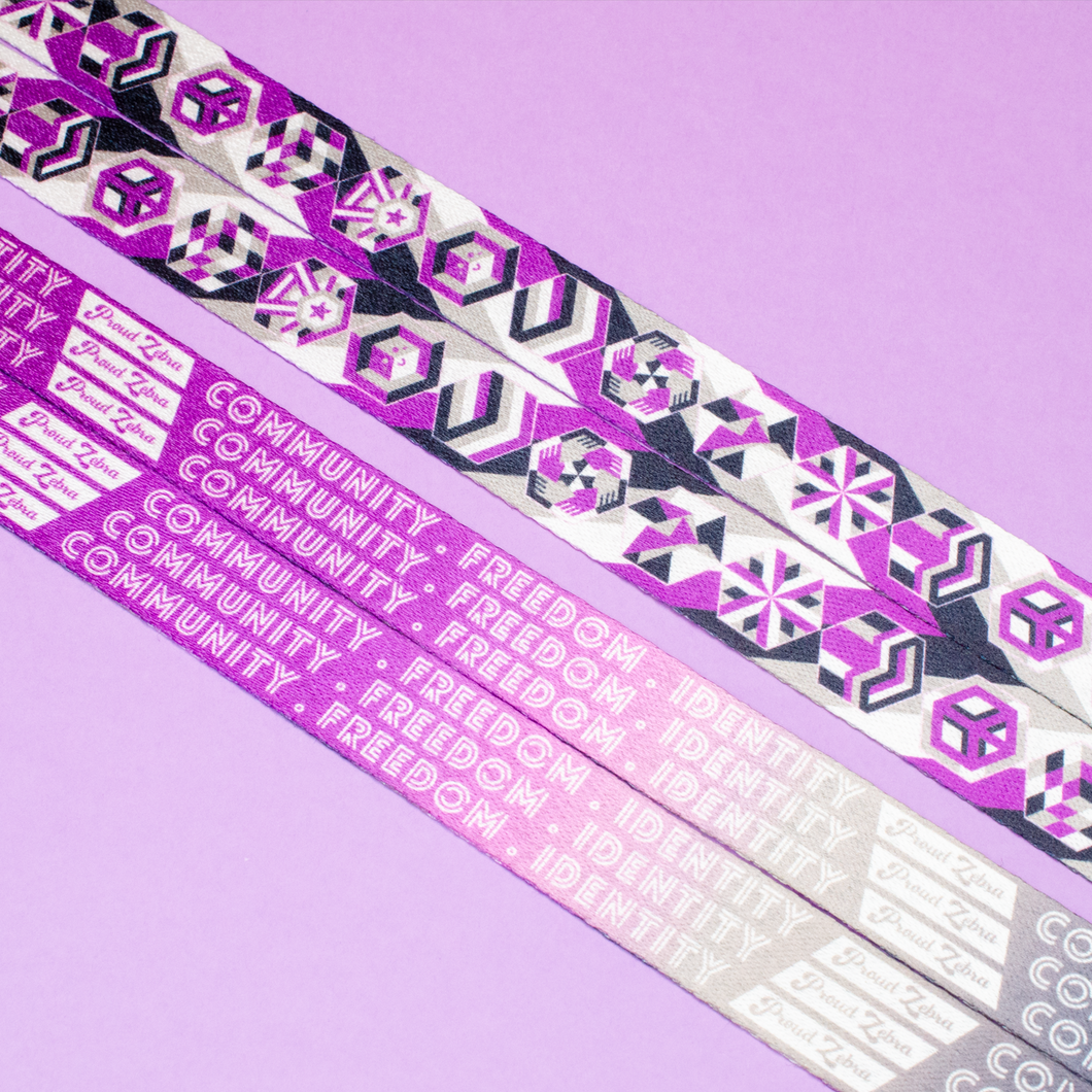 Asexual Pride Lanyards with reversible design by Proud Zebra in position 1