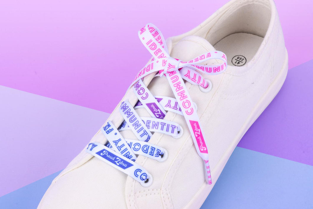 Bisexual Pride Flag White Shoelaces-Pride Shoelaces-SLWH_BISX_45IN