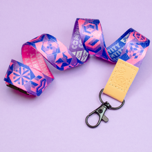 Load image into Gallery viewer, bisexual Pride Lanyards with reversible design by Proud Zebra in position 3

