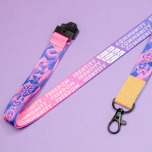 Load image into Gallery viewer, bisexual Pride Lanyards with reversible design by Proud Zebra in position 5
