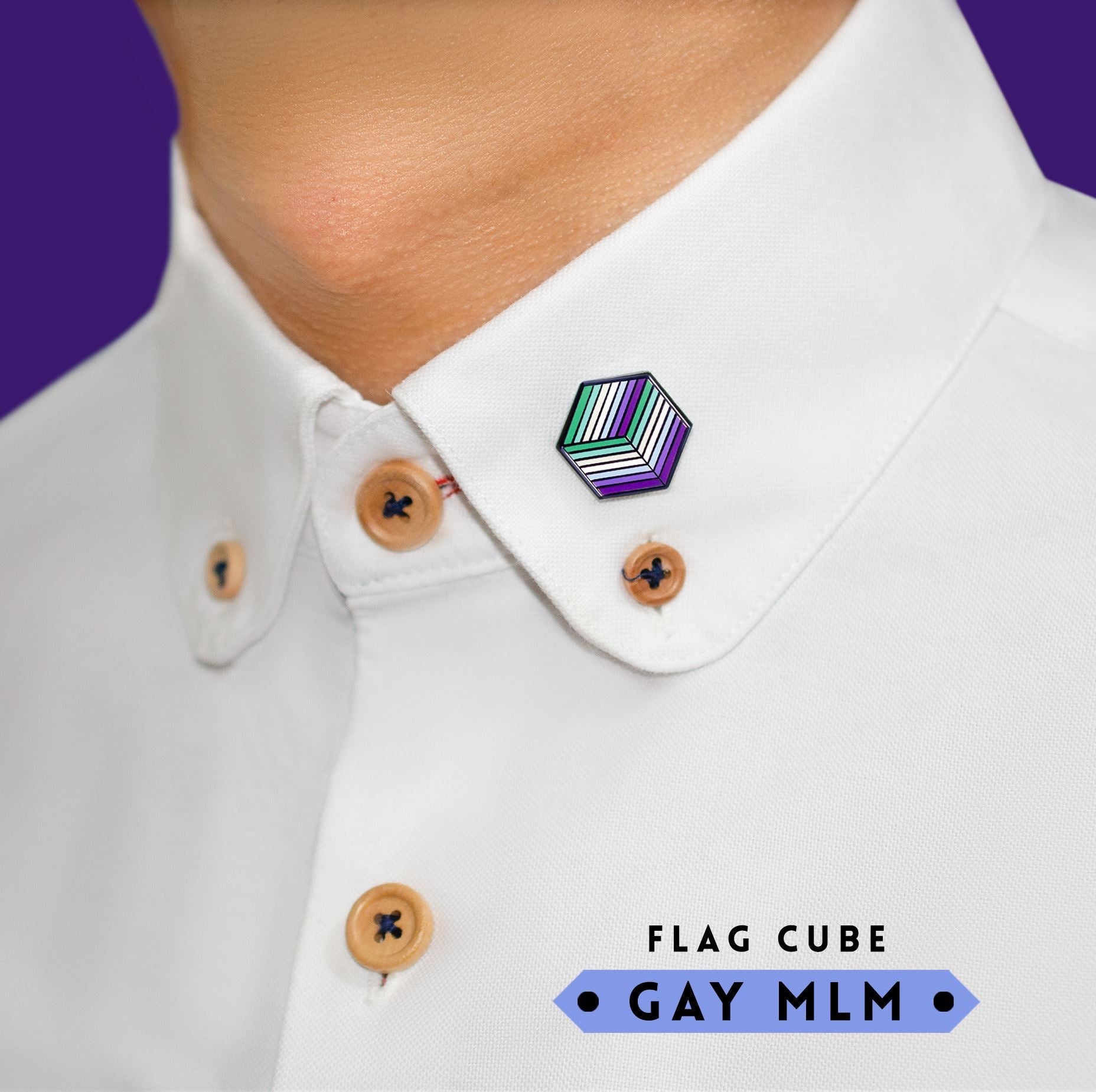 Gay MLM Flag - Flag Cube Pin | Proud Zebra