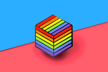 Load image into Gallery viewer, Genderfluid Flag - Flag Cube Pin-Pride Pin-PCFC_RBOW
