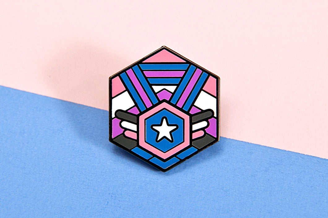 Genderfluid Flag - Medal Cube Pin-Pride Pin-PCMC_GENF