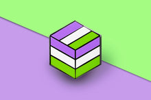 Load image into Gallery viewer, Genderqueer Flag - Flag Cube Pin-Pride Pin-PCFC_GENQ
