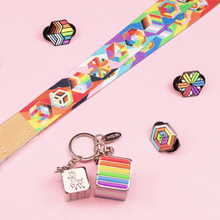 Load image into Gallery viewer, Inclusive Pride Lanyards with reversible design by Proud Zebra in position 3
