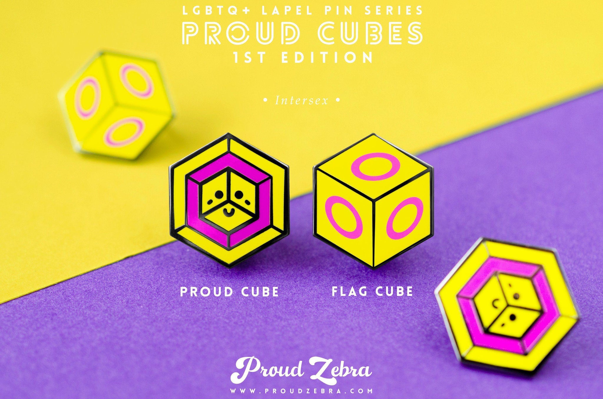 Intersex Flag - Flag Cube Pin | Proud Zebra