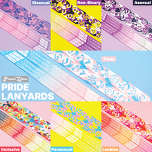 Load image into Gallery viewer, bisexual Pride Lanyards with reversible design by Proud Zebra in position 6
