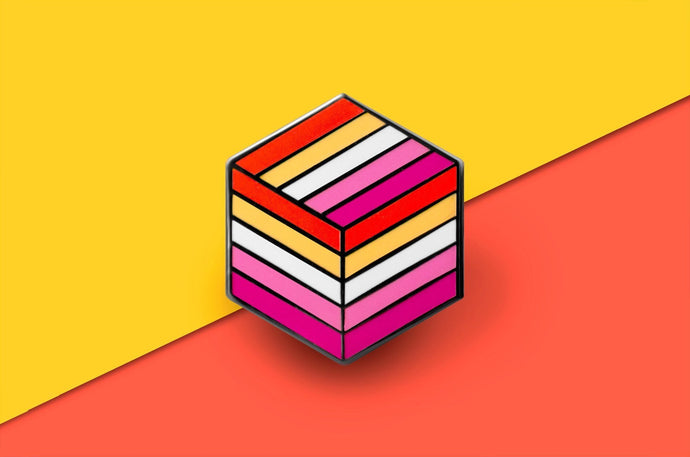 Lesbian Flag - Flag Cube Pin