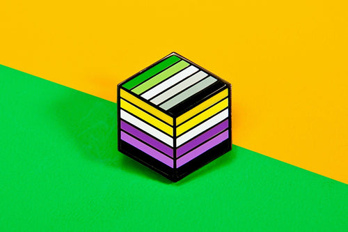 Non-Binary Aromantic Pride - Flag Cube Pin