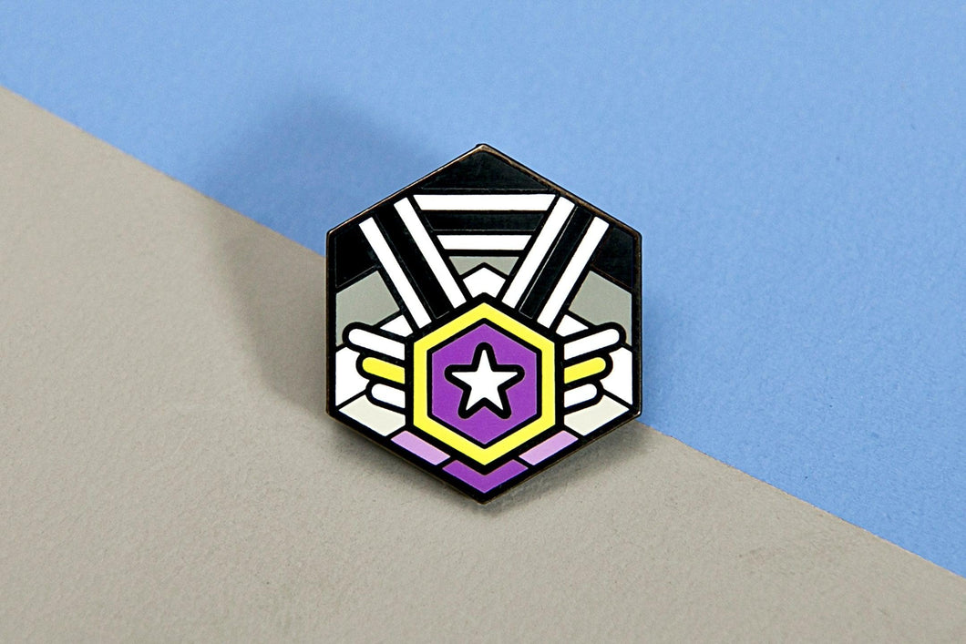 Non-Binary Asexual Pride - Medal Cube Pin-Pride Pin-PCMC_ENBY_ASEX