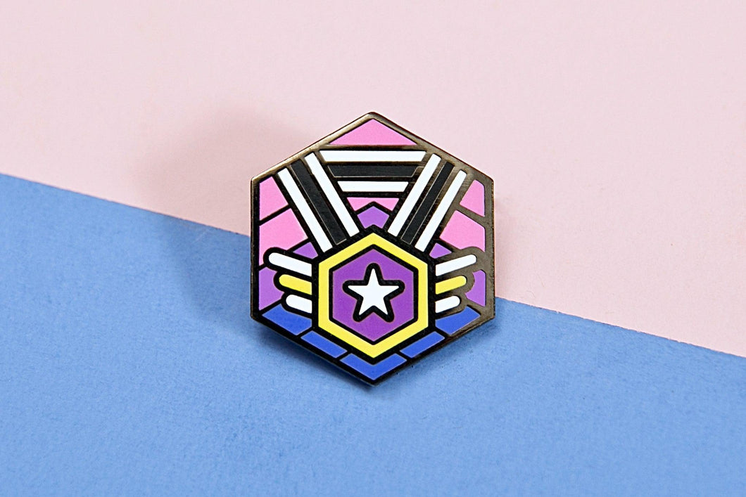Non-Binary Bisexual Pride - Medal Cube Pin-Pride Pin-PCMC_ENBY_BISX