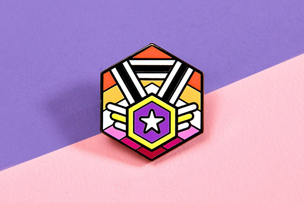 Non-Binary Lesbian Pride - Medal Cube Pin-Pride Pin-PCMC_ENBY_LESB