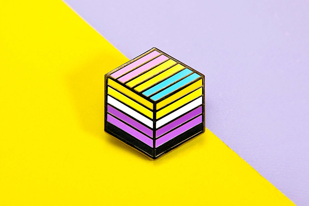 Non-Binary Pansexual Pride - Flag Cube Pin-Pride Pin-PCFC_ENBY_PANS