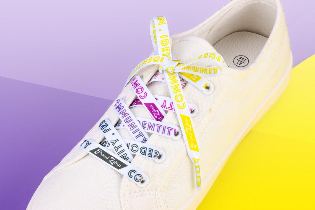 Non-Binary Pride Flag White Shoelaces-Pride Shoelaces-SLWH_ENBY_45IN