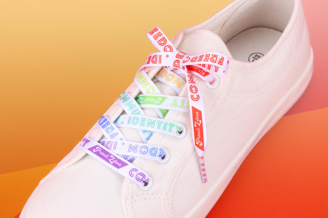 Rainbow Pride Flag White Shoelaces-Pride Shoelaces-SLWH_RBOW_45IN