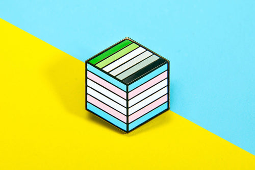 Trans Aromantic Pride - Flag Cube Pin