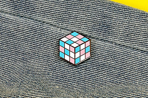 Trans Flag - Rubik's Cube Pin