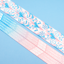 Load image into Gallery viewer, trans Pride Lanyards with reversible design by Proud Zebra in position 1
